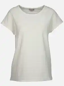 Damen Jacquard T-Shirt Weiß