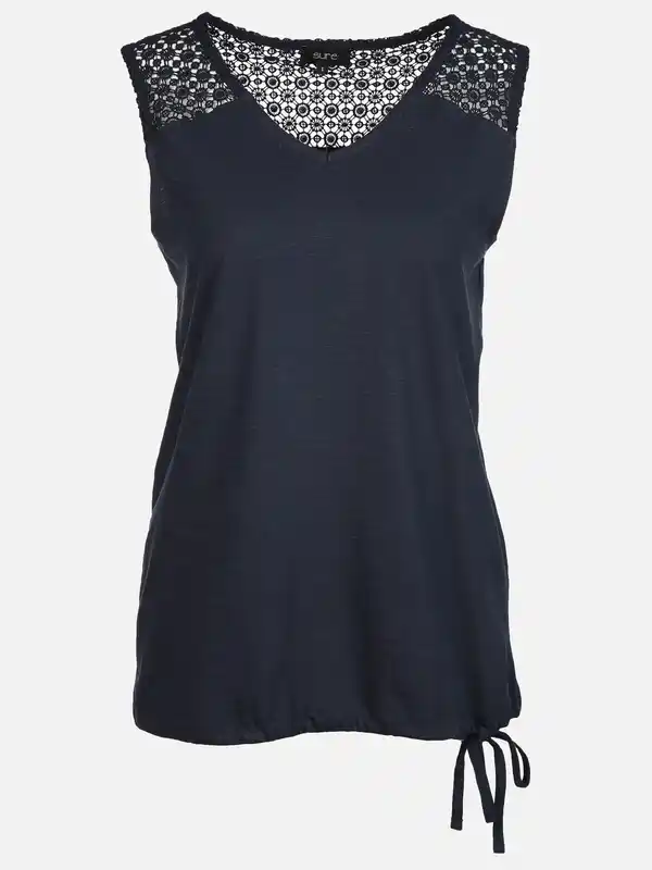 Bild 1 von Damen Jersey Tanktop mit Lochstickerei Marine