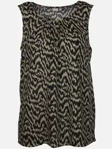 Damen Top mit Alloverprint Oliv
