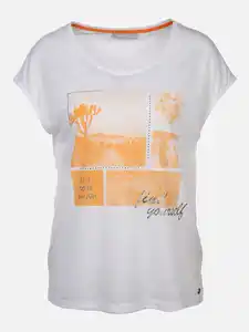 Damen Ausbrenner Shirt mit Frontprint Pink