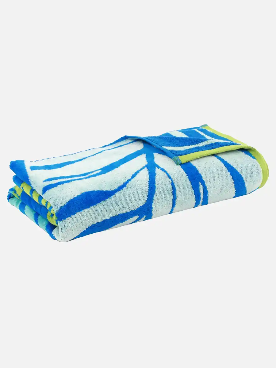 Bild 2 von Strandtuch mit Blättermuster Blau