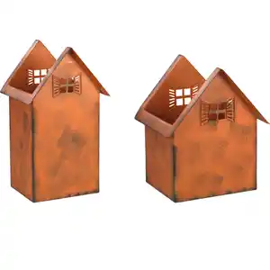 Blumenkübel Haus 2er Set Rost-Optik