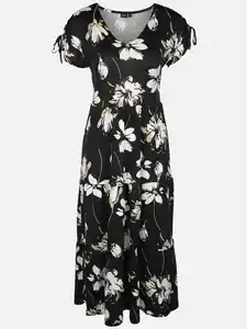 Damen Jerseykleid mit Alloverprint Beige