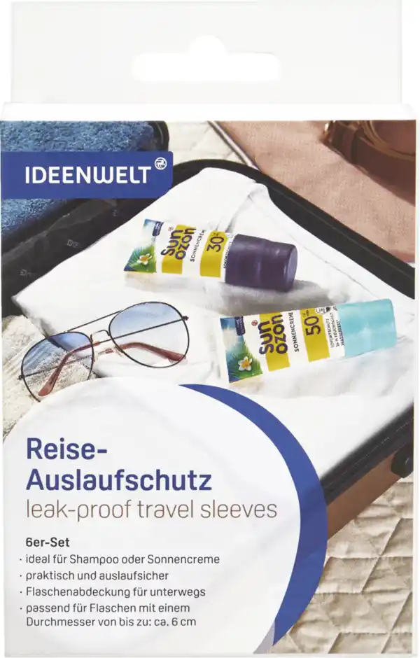 Bild 1 von IDEENWELT Reise-Auslaufschutz - Flaschenabdeckung für unterwegs 6er-Set