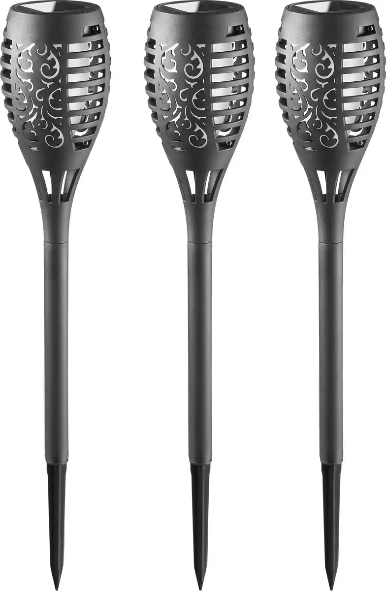 Bild 1 von IDEENWELT Solar-Gartenfackeln 3er-Set schwarz