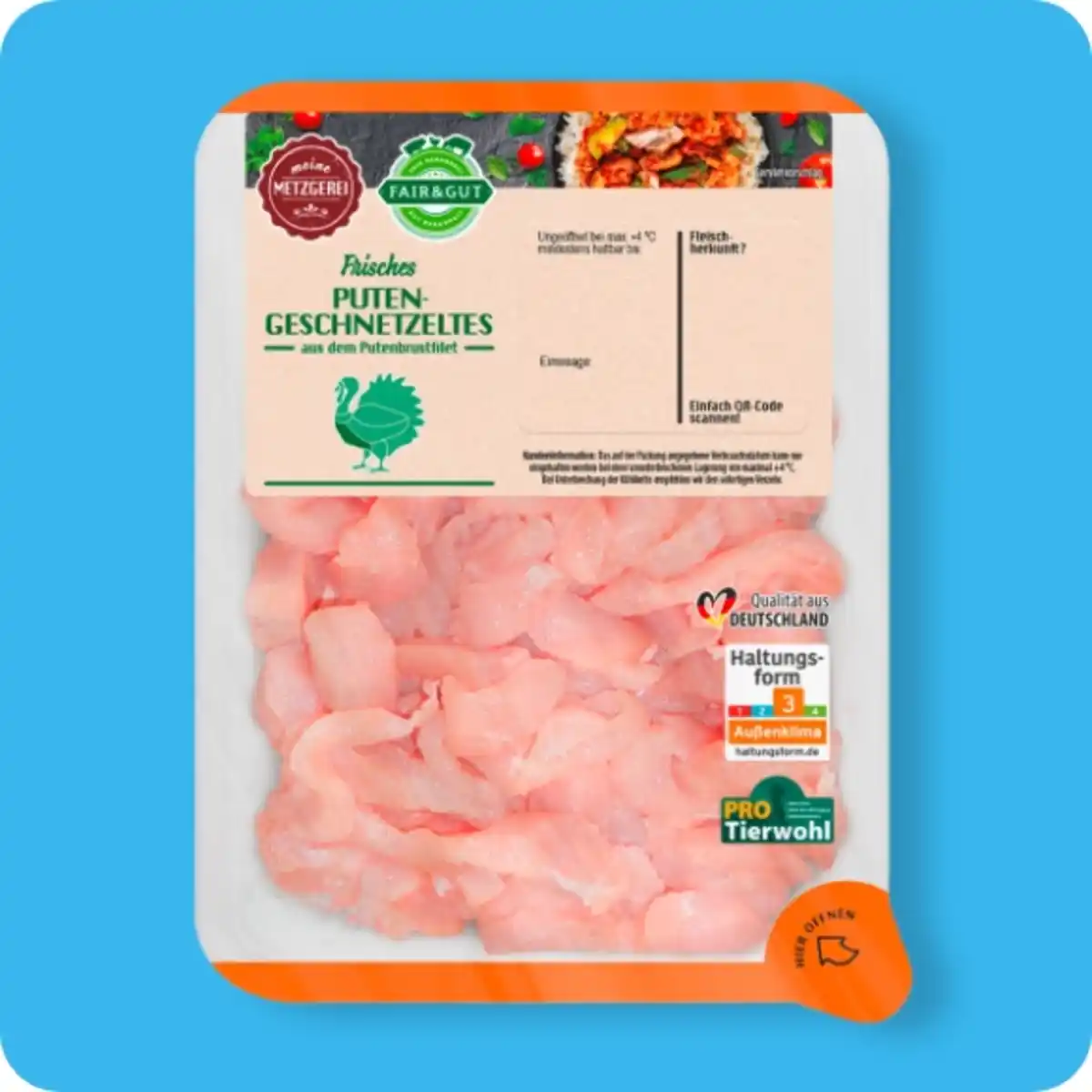 Bild 1 von FAIR & GUT Puten-Geschnetzeltes, Haltungsform 3: Außenklima²