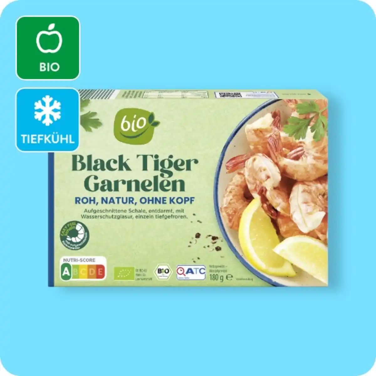 Bild 1 von BIO Bio-Black-Tiger-Garnelen, Aufgeschnittene Schale