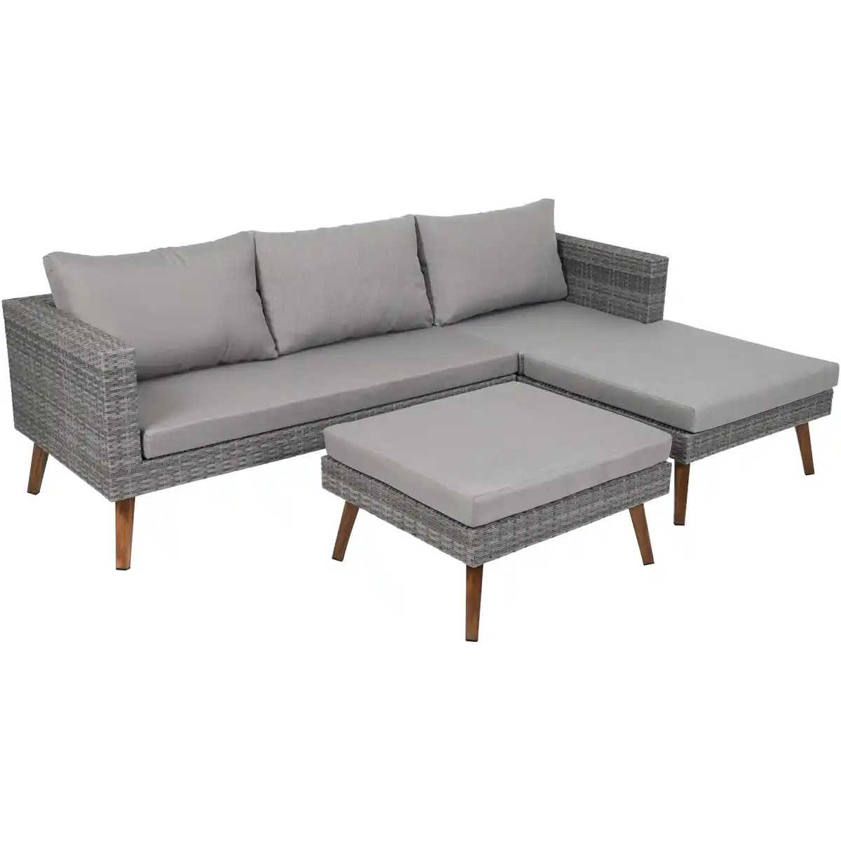Bild 4 von Greemotion Gartenmöbel Lounge-Set Gomera Polyrattan 3-teilig Grau