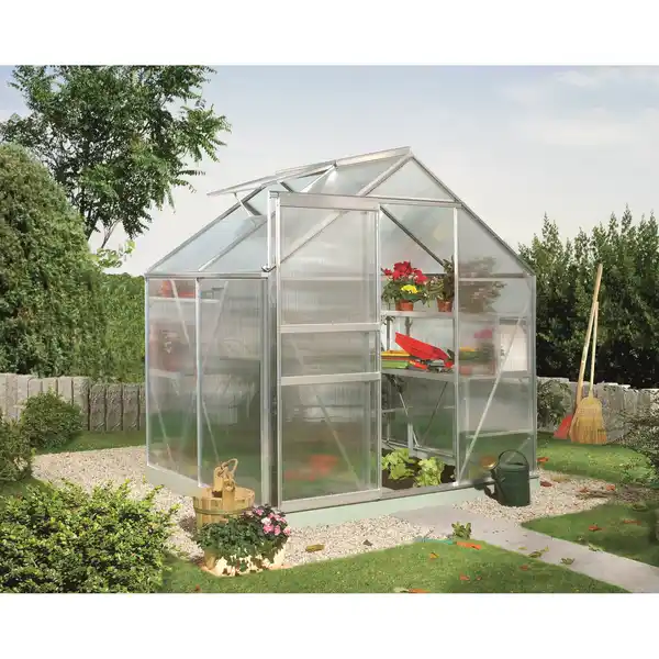 Bild 1 von Vitavia Gewächshaus 'Calypso 3000' 195 x 158 cm mit 4 mm Hohlkammerplatten silbern
