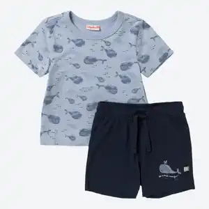 Baby-Jungen-Set mit Wal-Motiven, 2-teilig