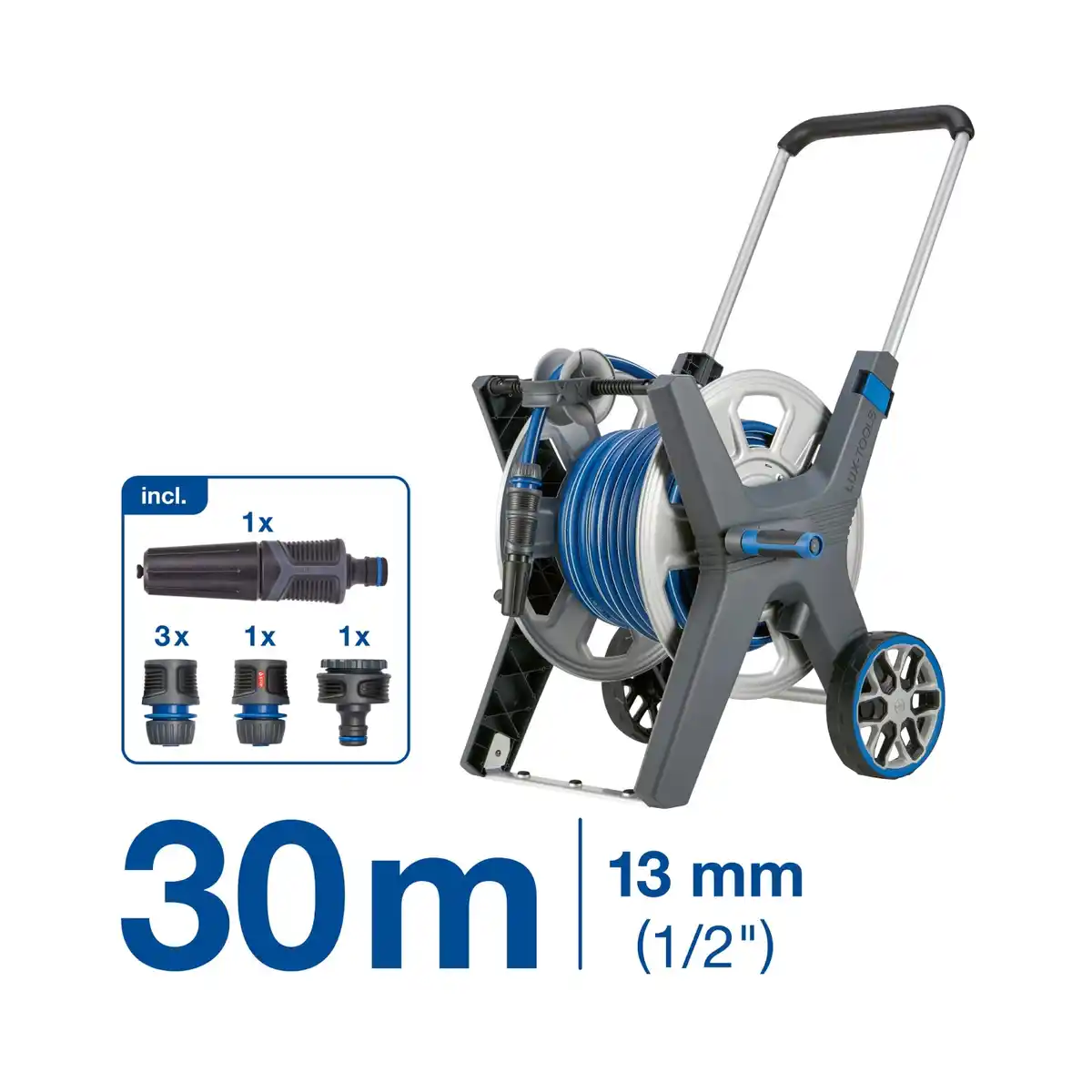 Bild 1 von LUX Schlauchwagen-Set Pro Metalltrommel mit Schlauch 30 m
