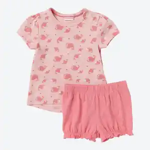 Baby-Mädchen-Set mit Wal-Motiven, 2-teilig
