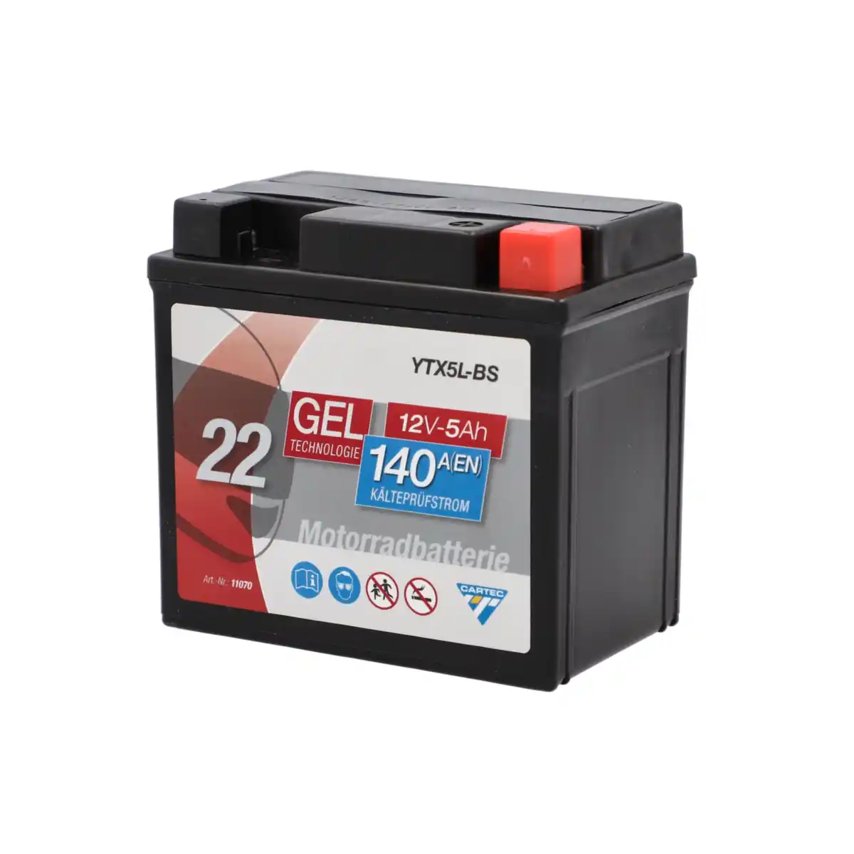 Bild 1 von Cartec Gel Motorradbatterie YTX5L-BS 5Ah 140A