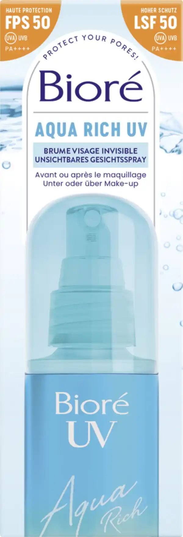 Bild 1 von Bioré Aqua Rich UV Unsichtbares Gesichtsspray LSF 50, 60 ml
