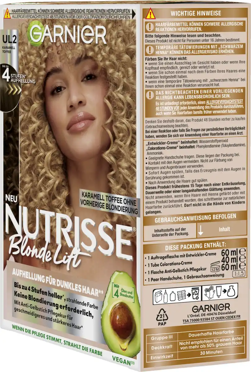 Bild 2 von Garnier Nutrisse Nutrisse Blonde Lift Karamell Toffee - Aufhellung für dunkles Haar UL2