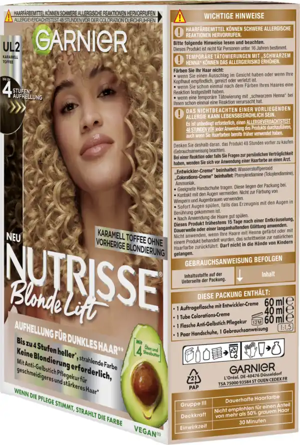 Bild 2 von Garnier Nutrisse Nutrisse Blonde Lift Karamell Toffee - Aufhellung für dunkles Haar UL2