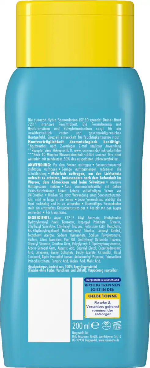 Bild 2 von sunozon Hydro Sonnenlotion LSF50, 200 ml