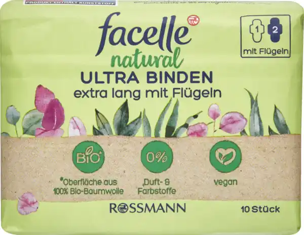 Bild 1 von facelle natural Ultra Binden extra lang mit Flügeln