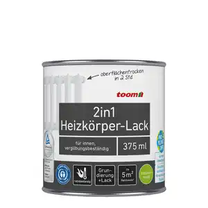 toom 2in1 Heizkörperlack weiß seidenmatt 375 ml