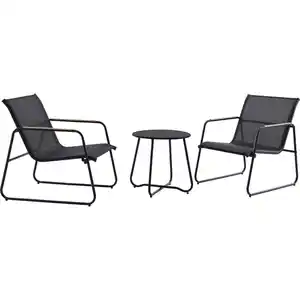 Balkonmöbel-Set Whitton 3-teilig Stahl Schwarz-Anthrazit
