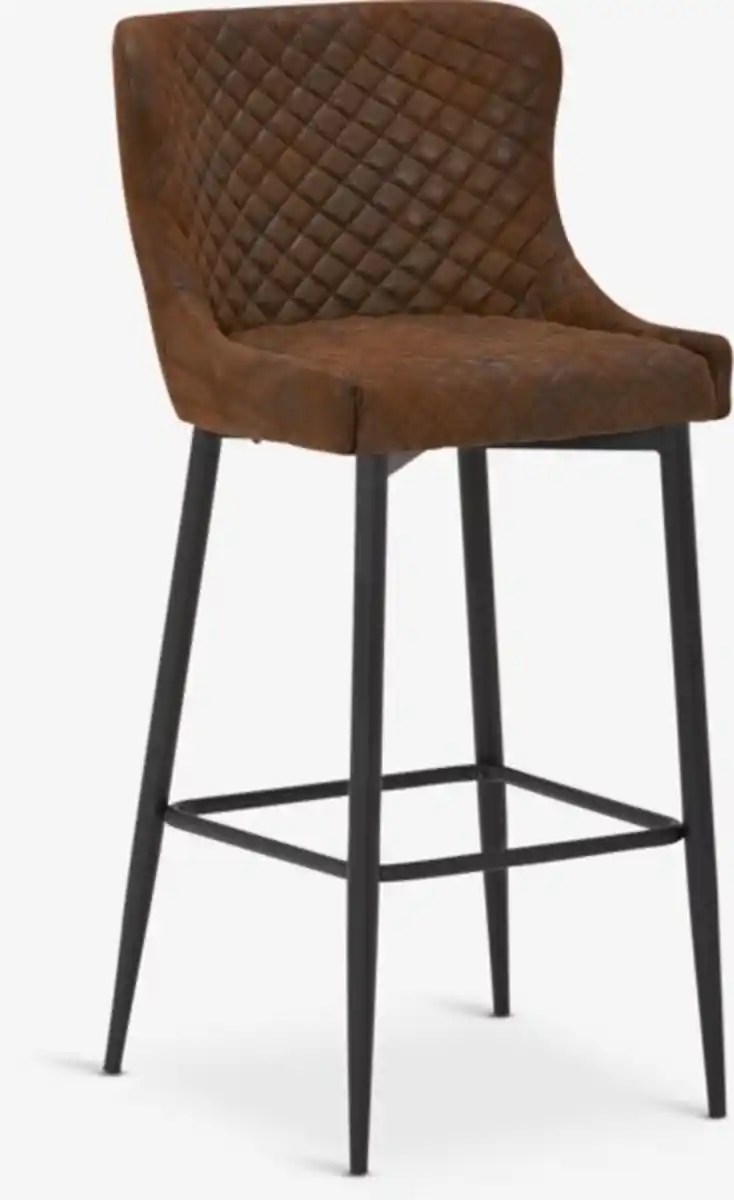 Bild 1 von Barstuhl PEBRINGE mit Rückenlehne brauner Stoff/schwarz