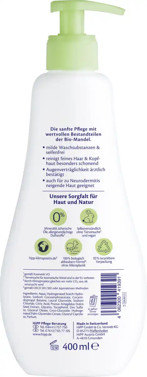 Bild 2 von HiPP Babysanft Haut und Haar Waschgel, 400 ml