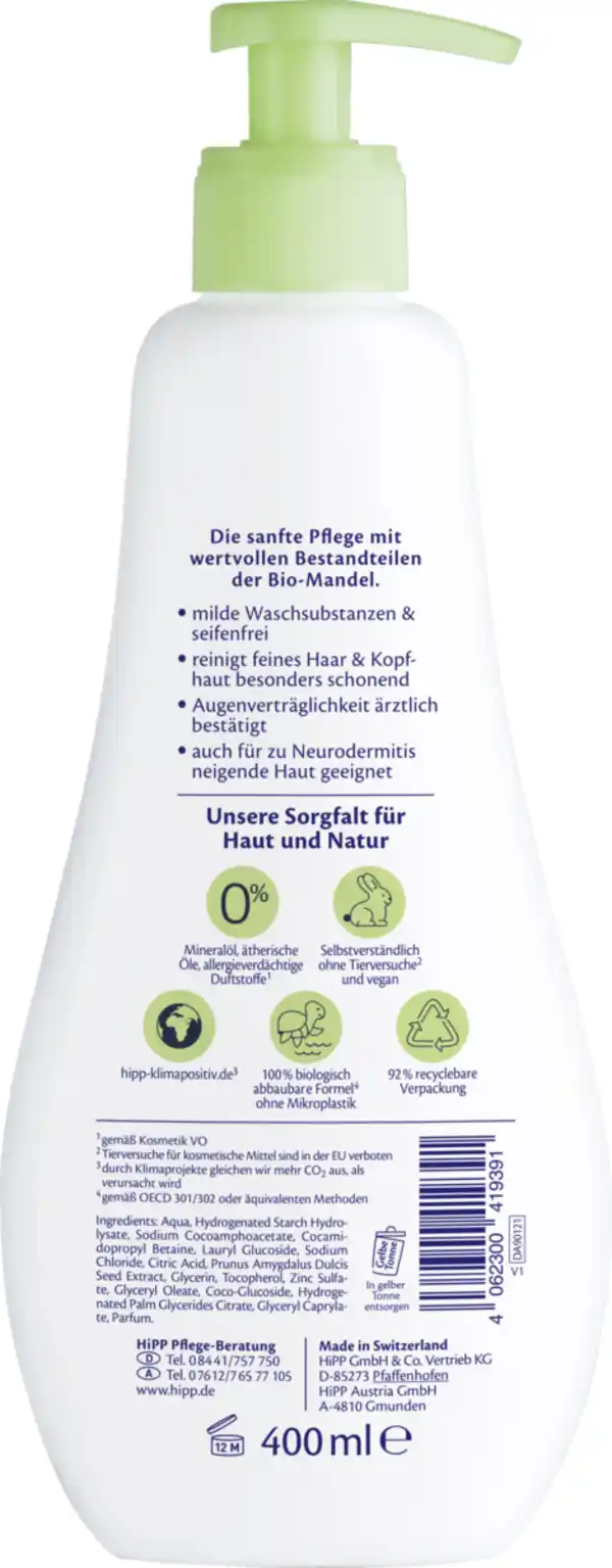 Bild 2 von HiPP Babysanft Haut und Haar Waschgel, 400 ml