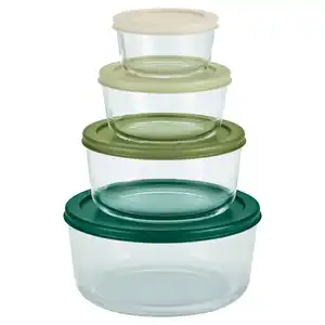 CROFTON 8er Glasschalen mit buntem Deckel