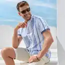 Bild 1 von Herren-Kurzarm-Hemd mit Mandarinkragen