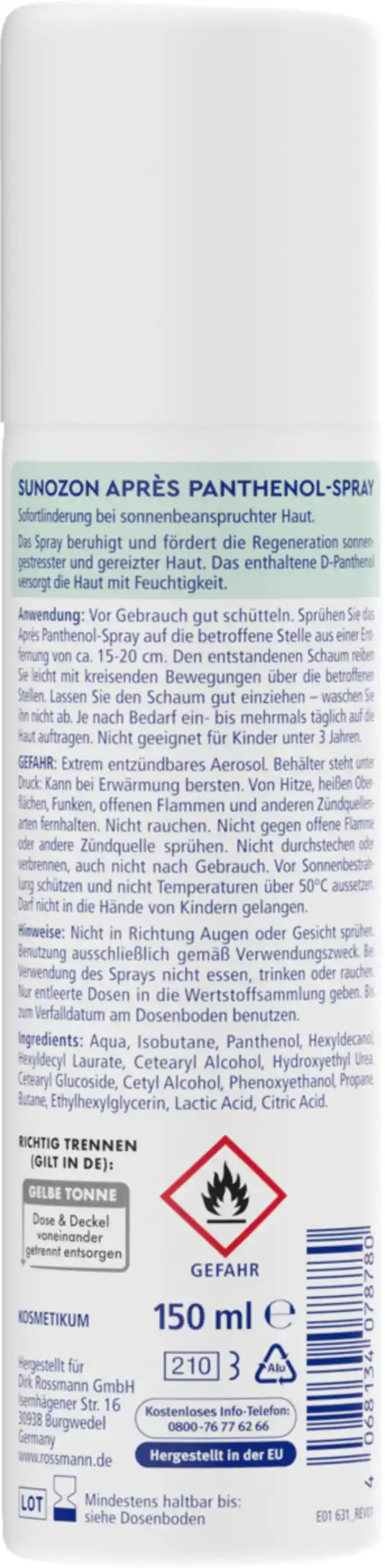Bild 2 von sunozon Après Panthenol-Spray, 150 ml