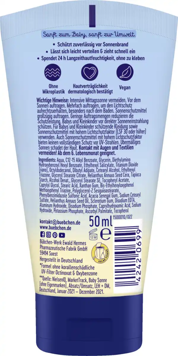 Bild 2 von Bübchen Gesichtscreme sensitiv LSF 50+, 50 ml