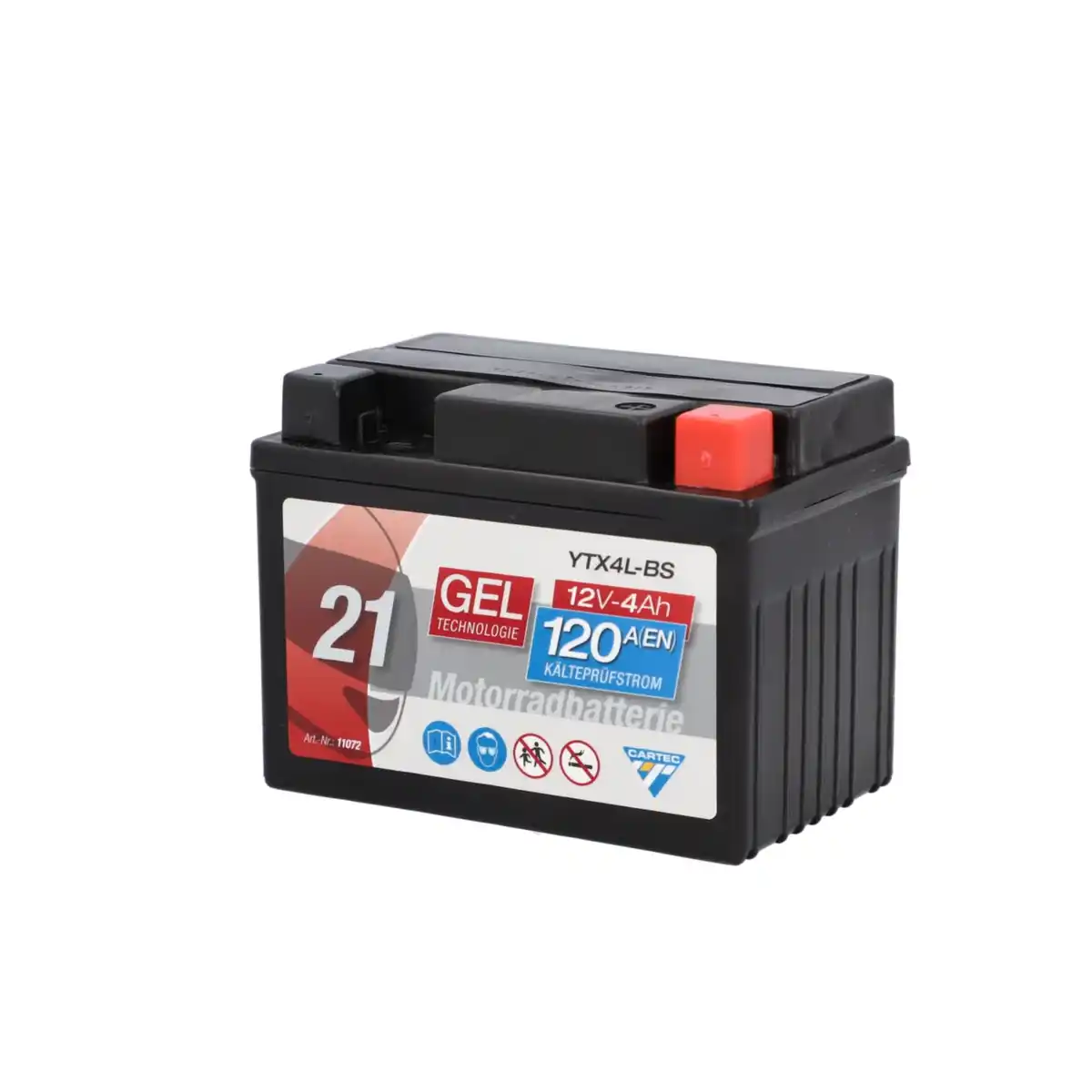 Bild 1 von Cartec Gel Motorradbatterie YTX4L-BS 4Ah 120A