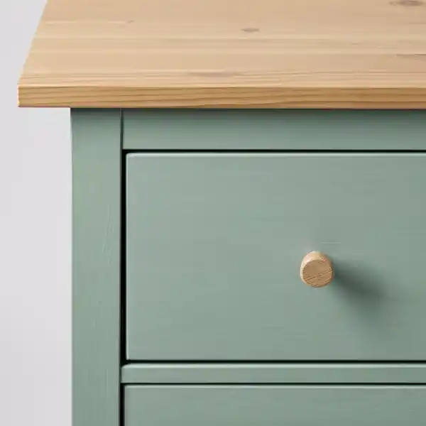 Bild 2 von HEMNES Kommode mit 3 Schubladen, graugrün/hellbraun lasiert 108x96 cm