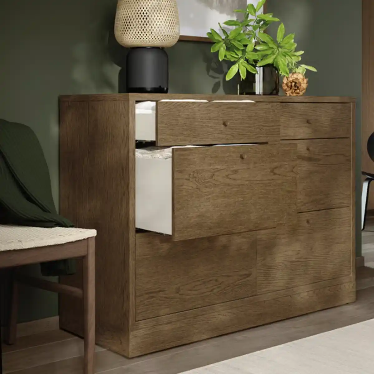 Bild 4 von TONSTAD Kommode mit 6 Schubladen, braun gebeiztes Eichenfurnier 120x47x90 cm