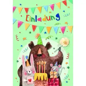 5 Einladungskarten - Girlande - ca. 10,5 x 15 cm