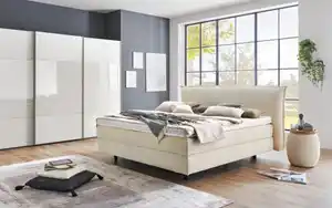 Mondo - Boxspringbett Barell, beige, 180 x 200 cm, Härtegrad 2/3