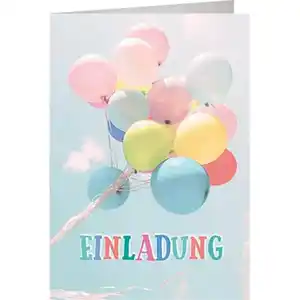 5 Einladungskarten - Luftballons - ca. 10,5 x 15 cm