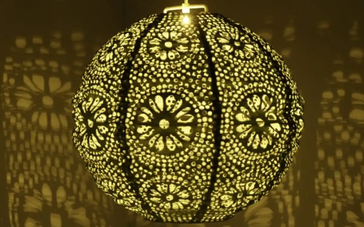 Bild 2 von Solar-Laterne, rund, orange, 25 cm