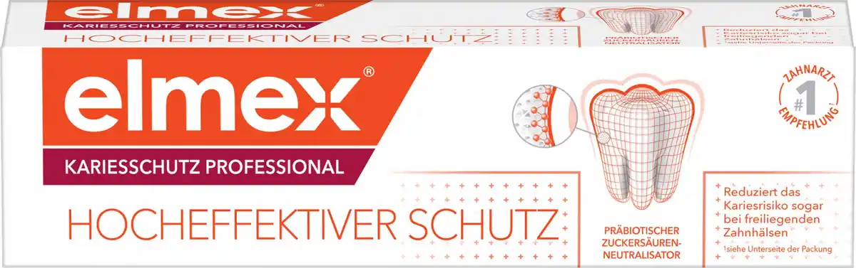 Bild 1 von elmex Zahnpasta Kariesschutz Professional – medizinische Zahnreinigung mit patentiertem Zuckersäuren-Neutralisator, 75 ml