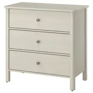 STOREMOLLA Kommode mit 3 Schubladen, helles Graubeige lasiert 93x50x91 cm
