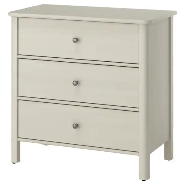 Bild 1 von STOREMOLLA Kommode mit 3 Schubladen, helles Graubeige lasiert 93x50x91 cm