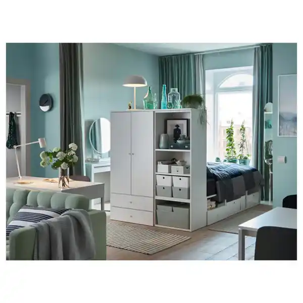 Bild 4 von PLATSA Bettgestell mit 2 Türen + 3 Schubl., weiß/Fonnes 142x244x163 cm