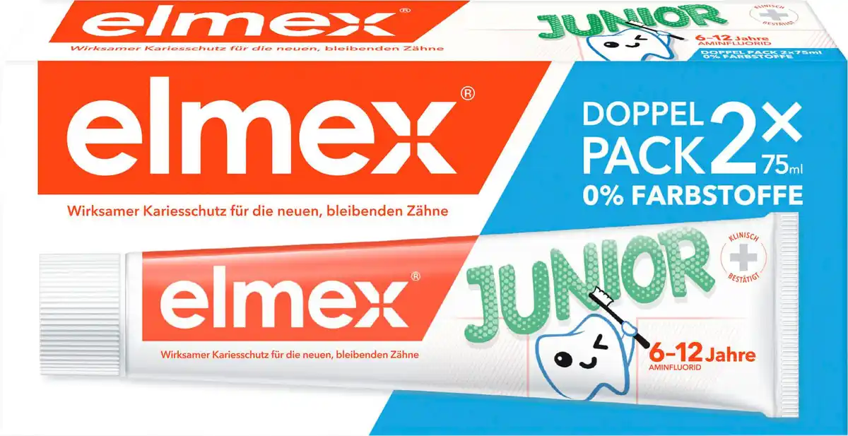 Bild 1 von elmex Zahnpasta Junior 6-12 Jahre – Hochwirksamer Kariesschutz – stärkt die neuen, bleibenden Zähne, 150 ml