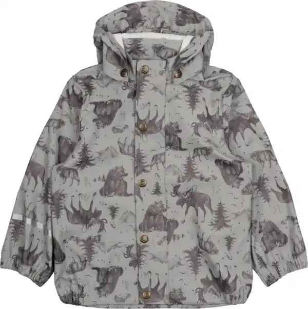 Bild 1 von Mikk-Line Regenjacke mit Waldtier-Muster, grau, Gr. 98/104