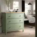 Bild 4 von HEMNES Kommode mit 3 Schubladen, graugrün/hellbraun lasiert 108x96 cm