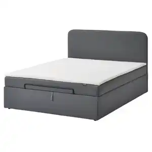 BLÅFJÄLLET Boxbett, mittelfest/Kabusa dunkelgrau 160x200 cm