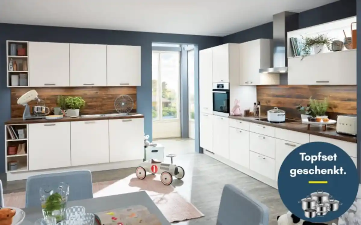 Bild 1 von Nobilia - Einbauküche Laser, magnolie, inkl. Privileg Elektrogeräte