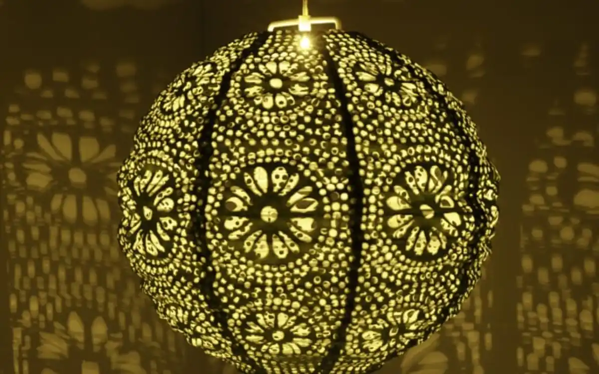 Bild 2 von Solar-Laterne, rund, braun, 25 cm