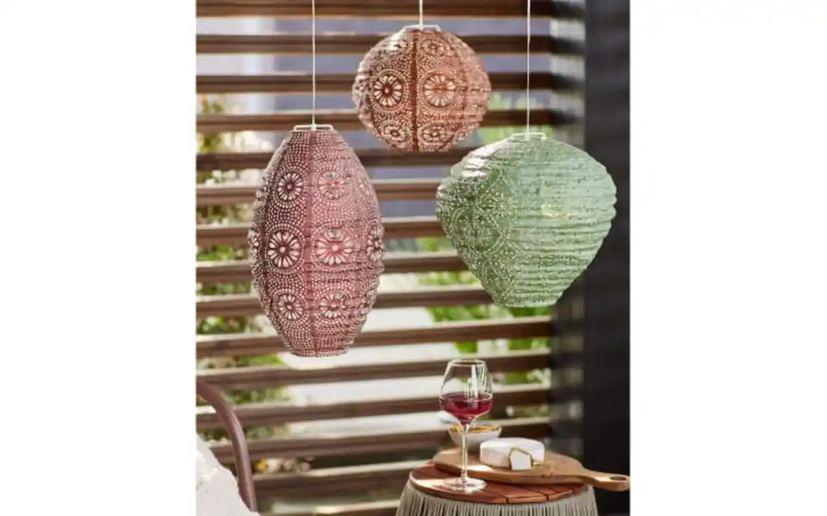 Bild 4 von Solar-Laterne, rund, orange, 25 cm