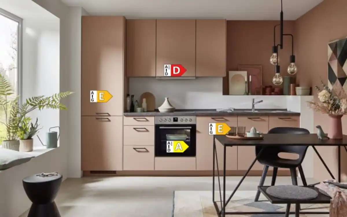 Bild 4 von Nobilia - Einbauküche Senso, koralle/Nussbaum Nachbildung, inkl. Elektrogeräte